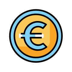 Obraz premium Euro Currency Symbol on Gold Coin Vector Icon