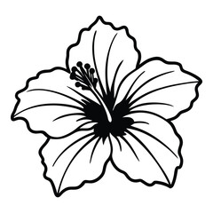Elegant vector illustration of a single black and white hibiscus flower isolated