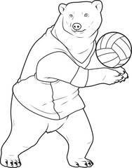 Polar bear Volleyball player Volleyball Animal Vector Graphic Art Illustration