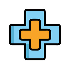 Fototapeta premium Orange and Blue Plus Sign Vector Icon on Black Background