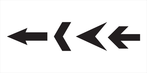 Arrows set black. Arrows pointing to the left icon set. Vector set of trendy black arrows in flat style. Collection of simple vector arrows. Cursors icons. Vector illustration.