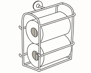 Double toilet paper roll holder, clean cutout, transparent png