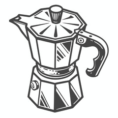Professional moka pot illustration transparent background
