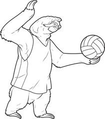 Sloth Volleyball player Volleyball Animal Vector Graphic Art Illustration