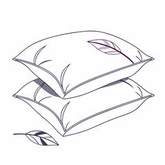 Stacked pillows with leaf design, clean cutout, transparent background
