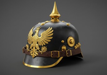 Fototapeta premium Prussian military helmet with golden eagle emblem