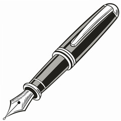 Professional isolated fountain pen illustration transparent background