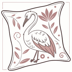 Elegant crane bird design element pillow decor