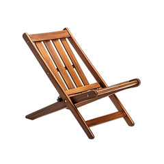 Contemporary Reclining Wooden Beach Chair Isolated on Transparent Background