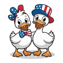 tow cute duck couple with use flage style