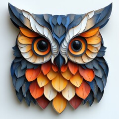 A vector illustration shows a wild owl, a cute cartoon bird with feathered wings in flight, a symbol of nature's aerial design