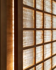 Illuminated Fabric Wall: A geometric pattern of light and texture, creating a warm, inviting atmosphere.