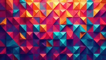 Obraz premium Geometric shapes, repeating mosaic, vibrant colors, illusion, digital