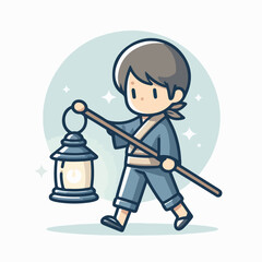 illustration of someone carrying a lantern 