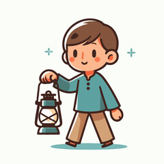 illustration of someone carrying a lantern 