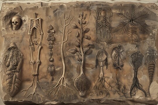 stone Plant motifs carved into ancient