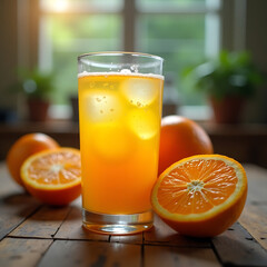 Fresh Orange Juice with Sliced Oranges