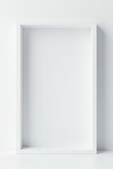 Naklejka premium Blank white square frame against a clean wall, ready for your design or artwork. A perfect minimalist backdrop for showcasing your creative projects.