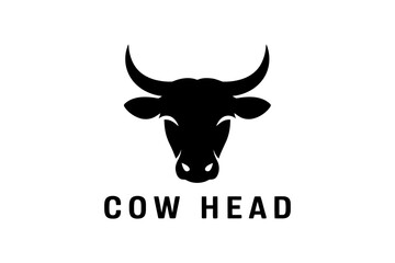 Black silhouette of a cow head with horns vector