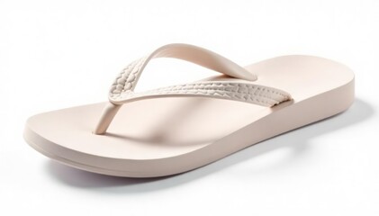 Single white flip-flop isolated on pure white background , shoe, studio shot