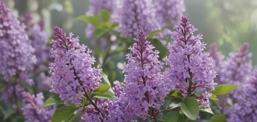 Obraz premium Delicate purple lilac blossoms, soft spring background, purple, pretty