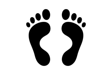 Footprints walking feet human steps black and white
