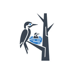 Woodpecker Family Nest Icon