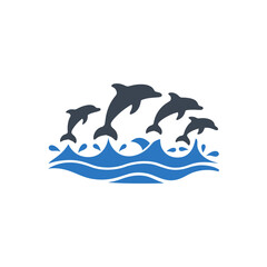 Dolphins Ocean Waves Icon