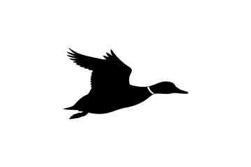 Flying duck silhouette vector image black and white