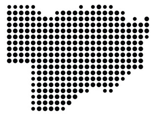 Symbol Map Of the County Scott (Iowa, US) showing the County with a few black dots