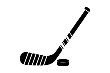 Hockey stick and puck sports equipment silhouette