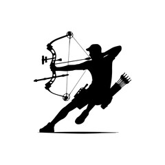 silhouette of a person shooting archery, customizable vector image