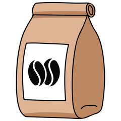 Coffee bean paper bag isolated vector illustration