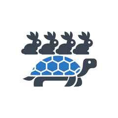 Rabbits Turtle Teamwork Icon