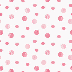 Pink Watercolor Polka Dot Pattern Seamless Repeat