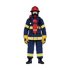 Illustration of a firefighter standing in his uniform