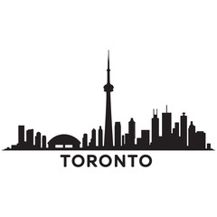 Toronto City skyline Vector black silhouette. with white background