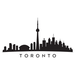 Toronto City skyline Vector black silhouette. with white background