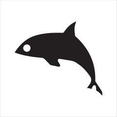 Dolphin icon, line art drawing. Simple abstract illustration, on white background