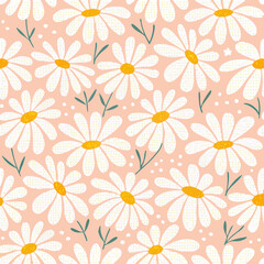 Seamless Daisy Pattern: Pink Background Floral Design