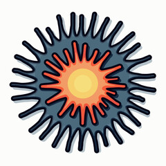 vibrant sunburst illustration with red and yellow hues