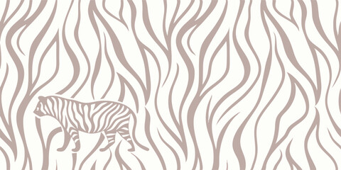 Abstract Tiger Stripes Pattern Background, Beige and White
