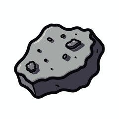 cartoon rock illustration with gray and black hues