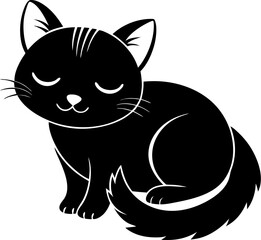 sleepy Cat 
black silhouette vector icon on white or transparent background
