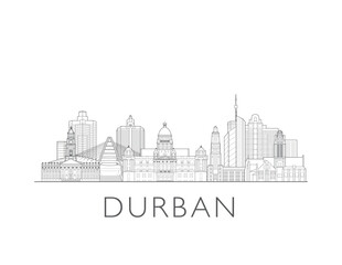 Naklejka premium Durban, South Africa, cityscape illustration skyline drawing