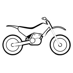 High-Detail Line Art of a Dirt Bike – Side View Technical Illustration.