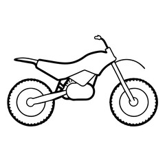 High-Detail Line Art of a Dirt Bike – Side View Technical Illustration.