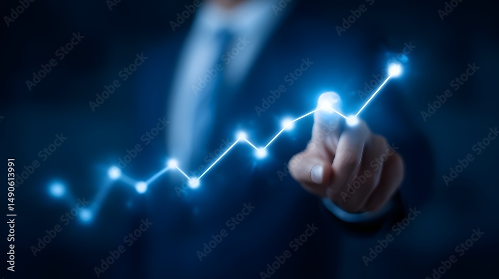 Poster a professional in a corporate office environment analyzing data and charts to optimize product or se