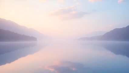 Serene Sunrise over Misty Lake Peaceful Nature Photography