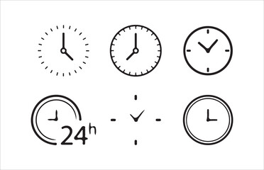Time icon set. Timer, alarm, schedule, hourglass, clock icons, Victor illustrations  Eps 10